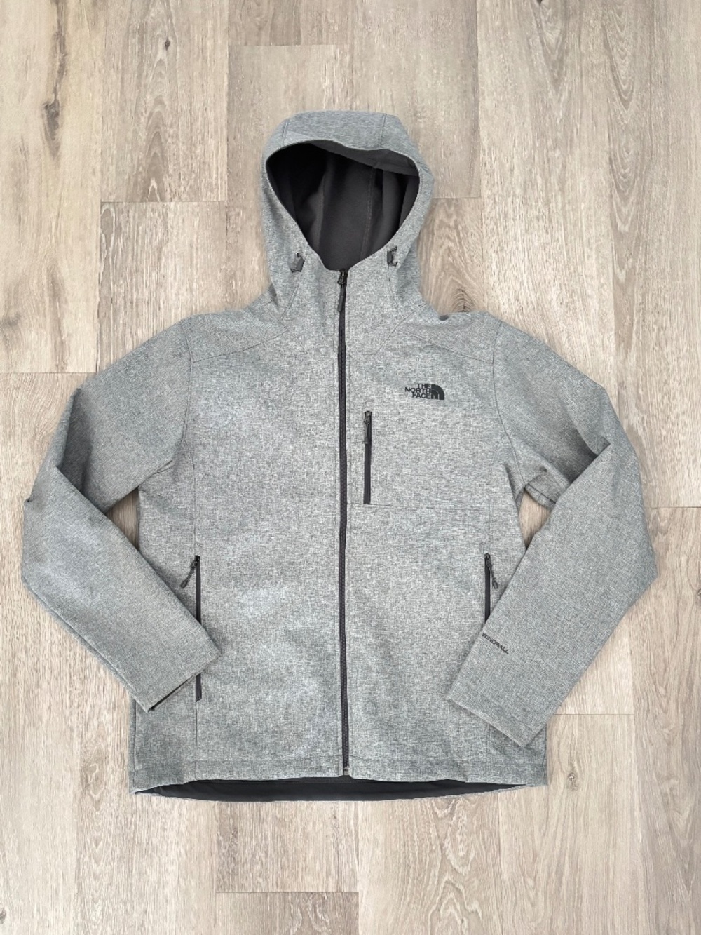NWOT The North Face Apex Bionic WindWall Mens Gray Softshell Hooded Jacket L